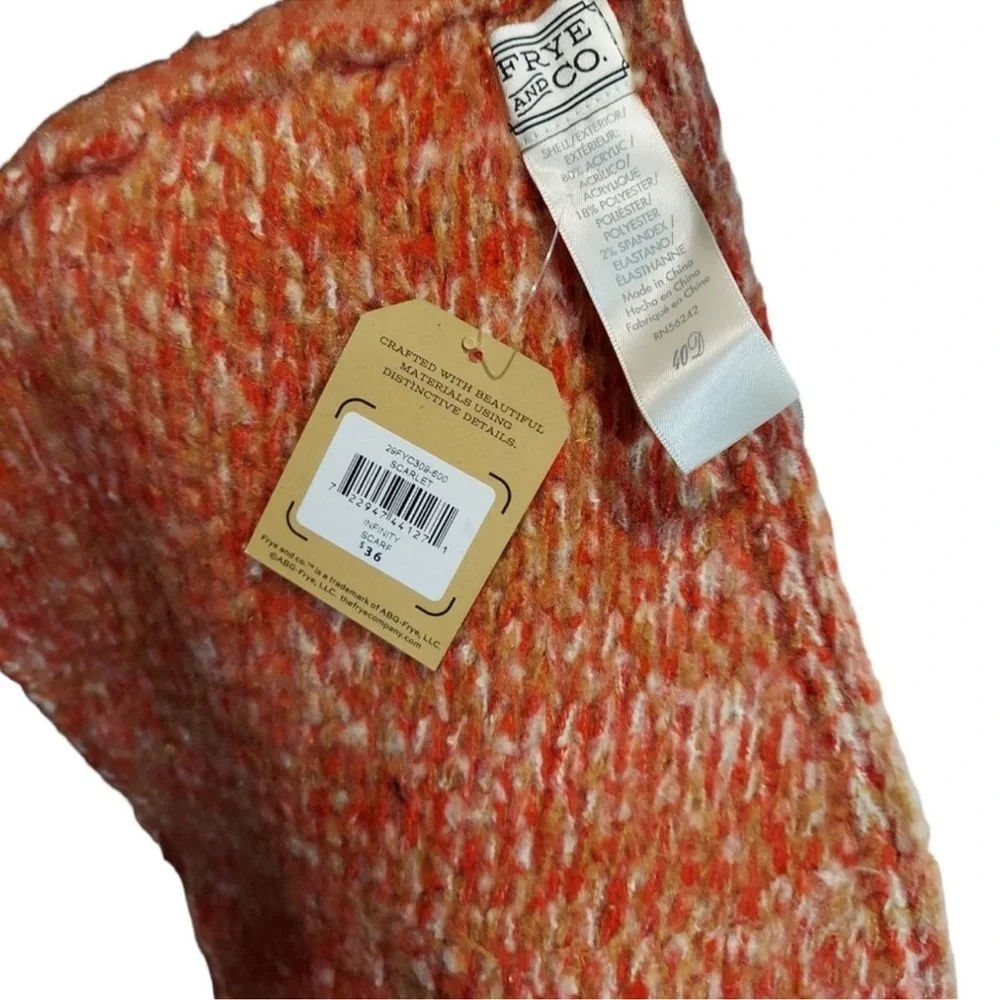 NWT Frye & Co Orange Tan Cream Knit Infinity Scarf Cozy Winter Wrap OS